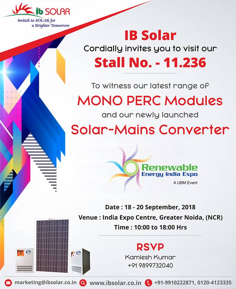 RENEWABLE ENERGY INDIA EXPO 2018.