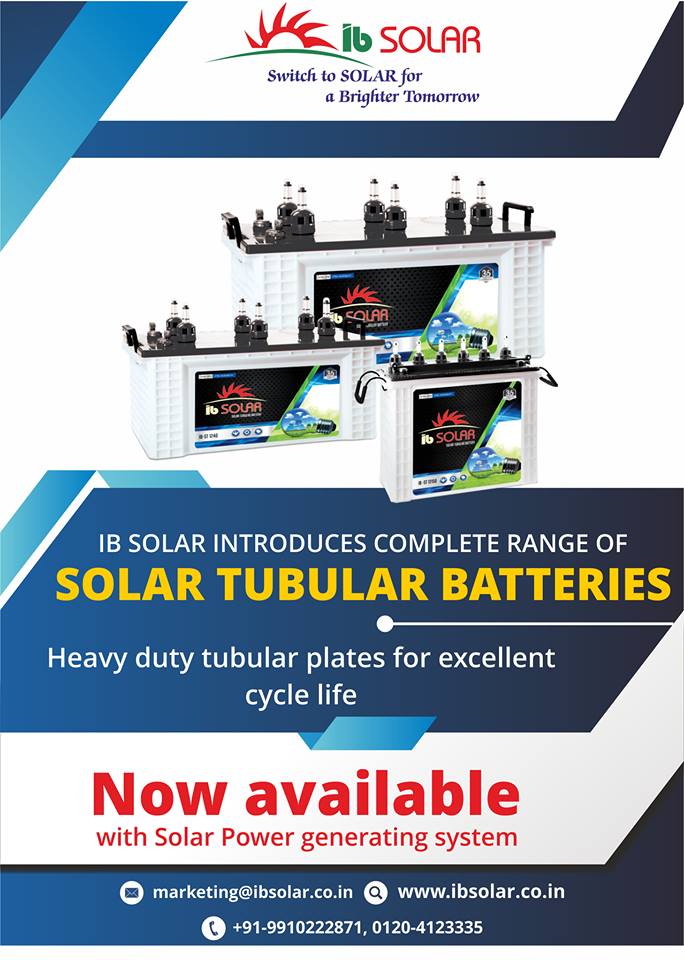 IB Solar Introduces Complete Range of Solar Tubular Batteries 