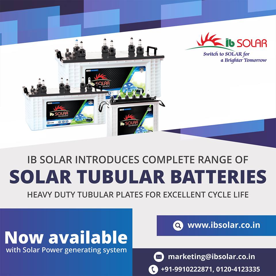 IB Solar introduces complete range of Solar Tubular Batteries 
