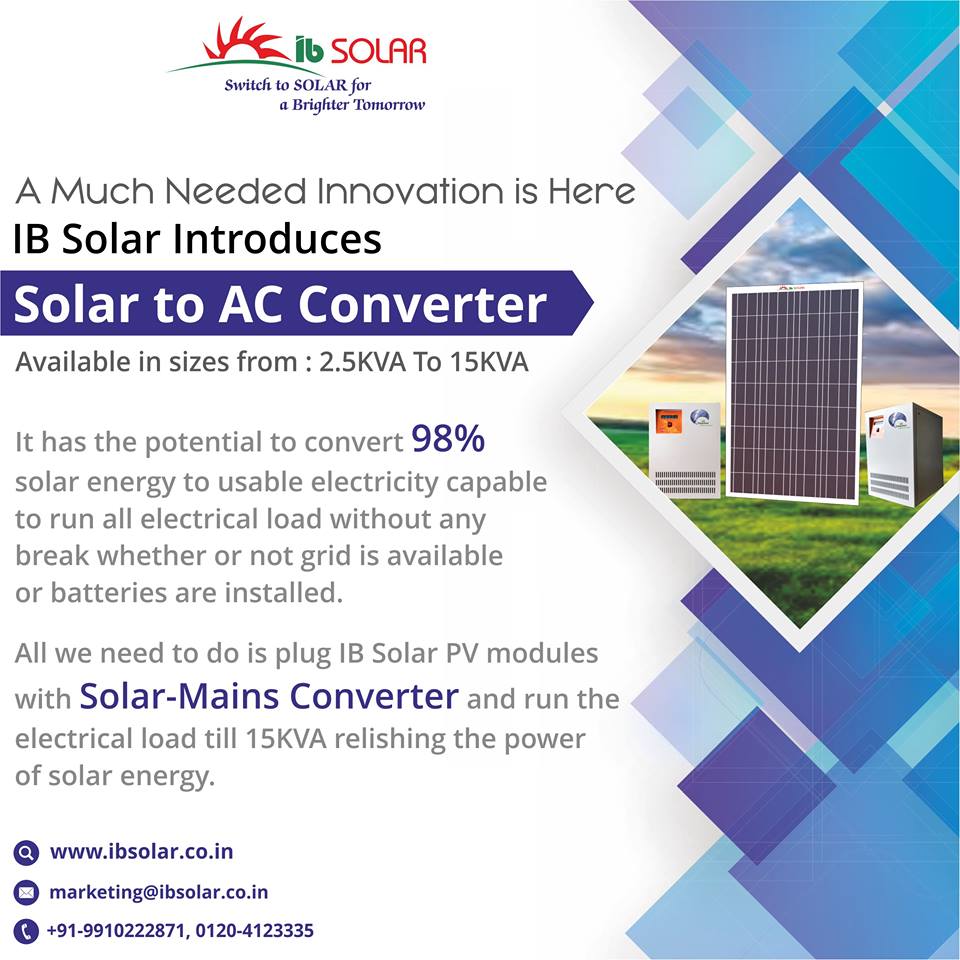 IB Solar Introduces Solar to AC Converter