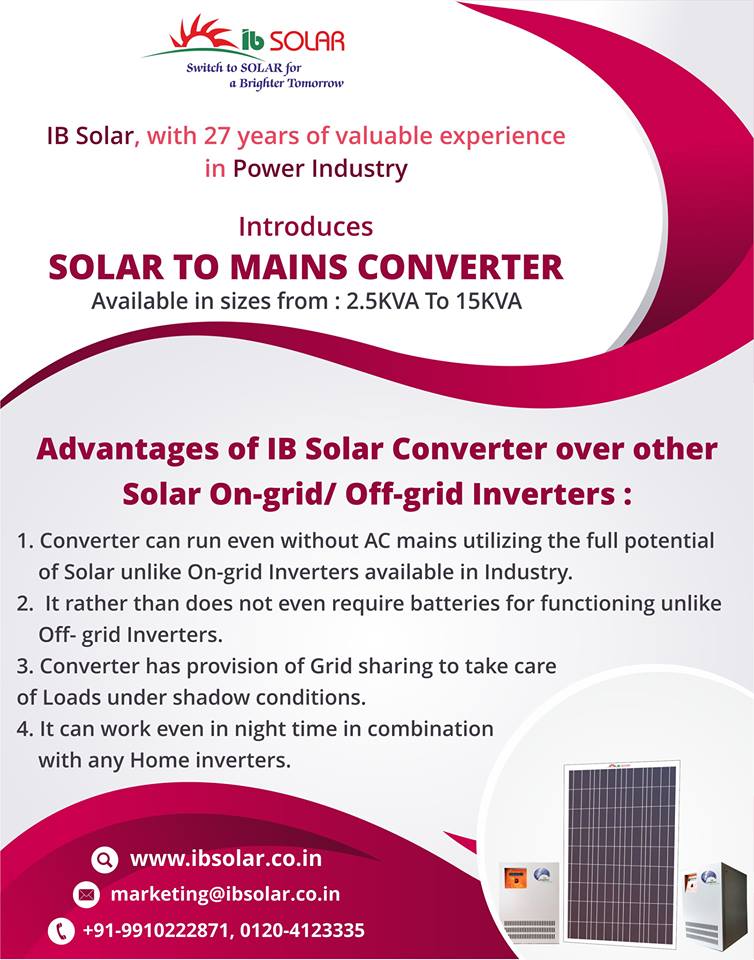 Introduces Solar To Mains Converter