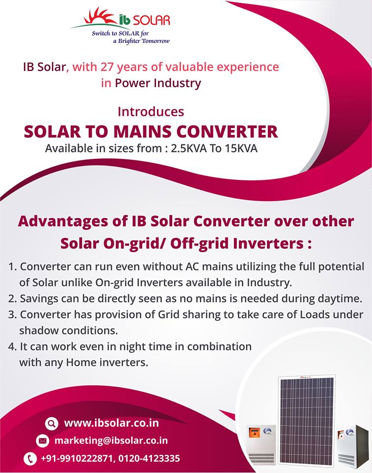 Introduces Solar To Mains Converter