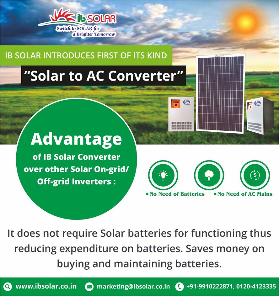 IB Solar Introduces First of its kind “Solar to AC Converter