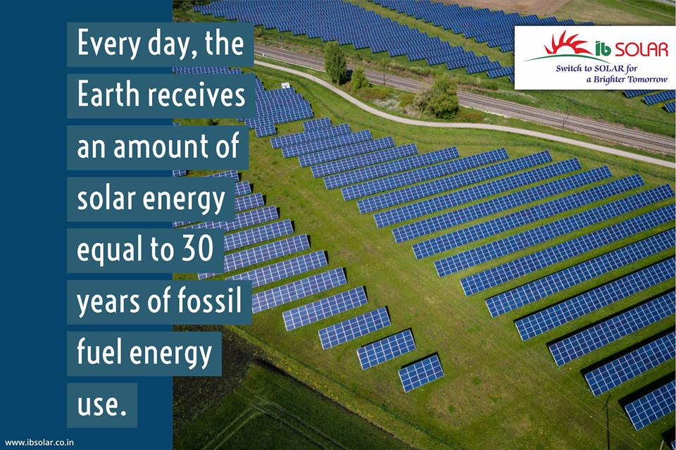 The Earth Receives an amount of Solar Energy Equal to 30 Years of Fossil Fuel Energy