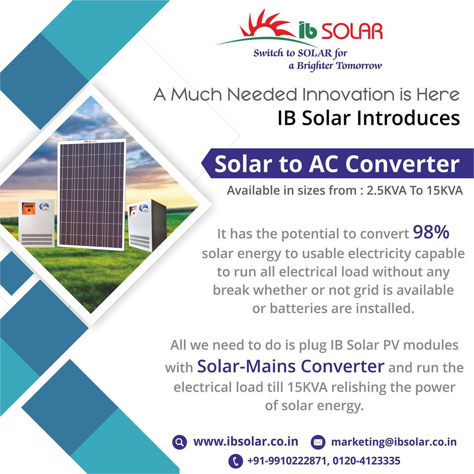 Introduces Solar to AC Converter- IB Solar