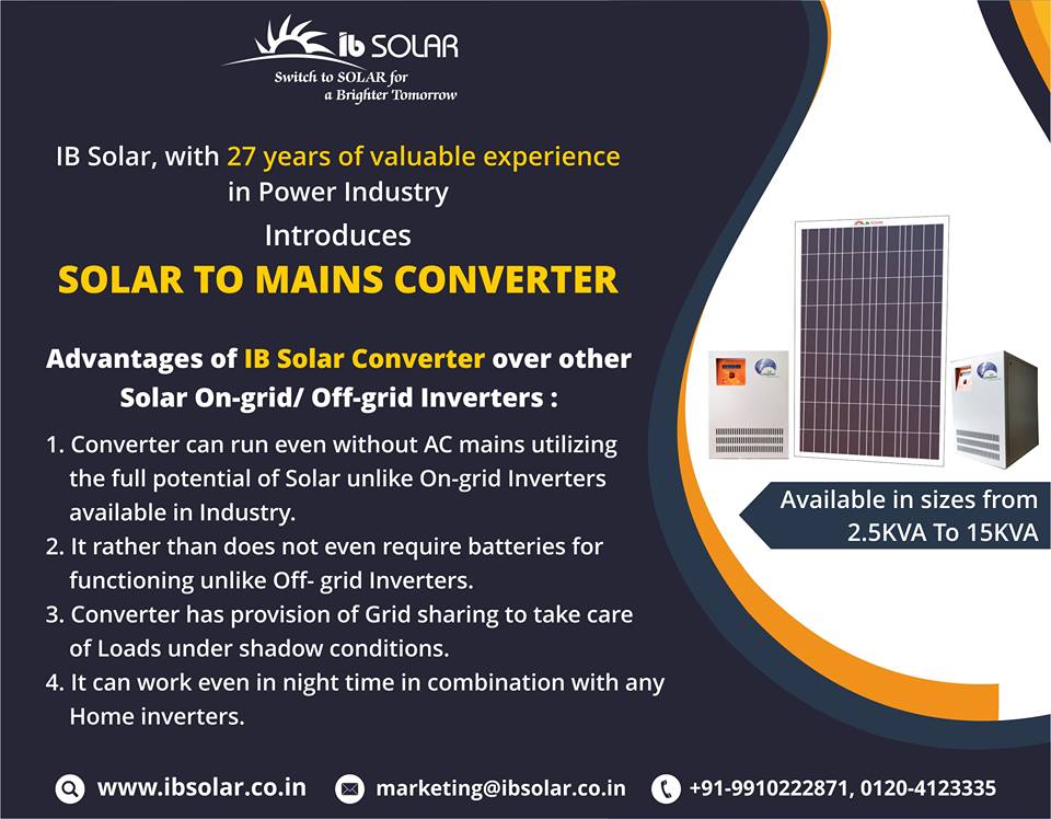 IB Solar with 27 years of valuable experience in Power Industry.