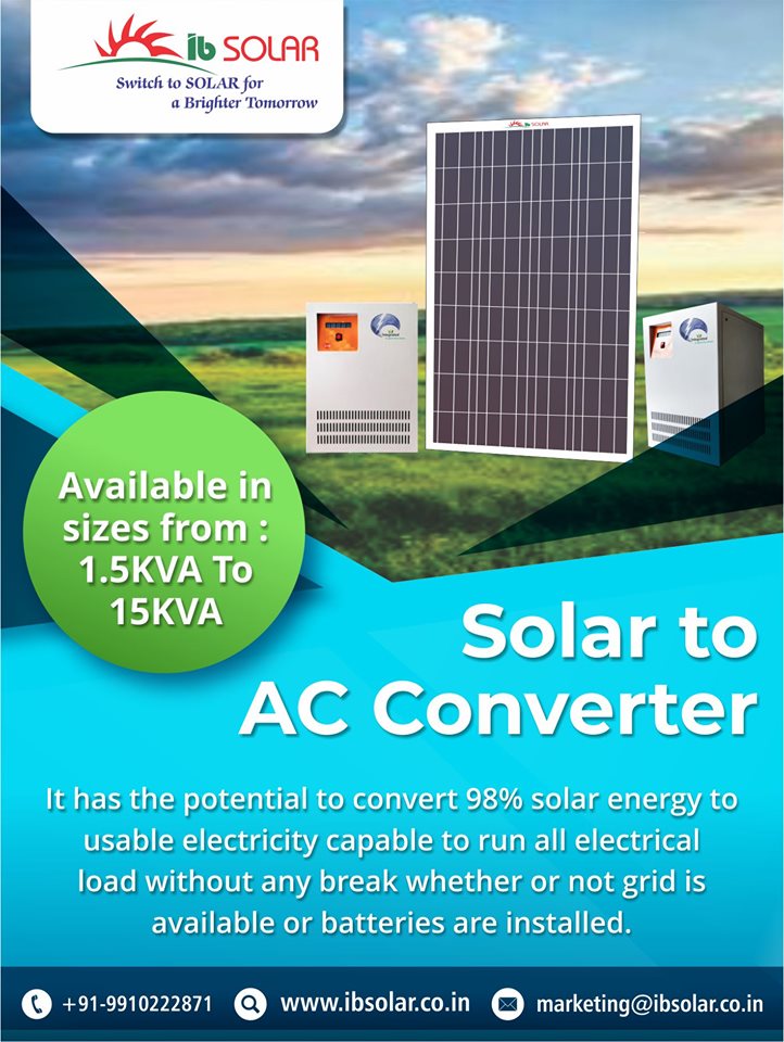 Solar to AC Converter – Available in sizes from 1.5KVA To 15KVA