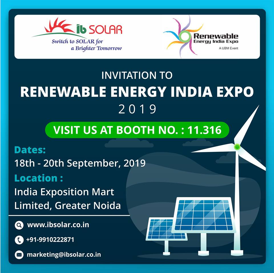 Invitation To Renewable Energy India Expo (2019)  – IB Solar